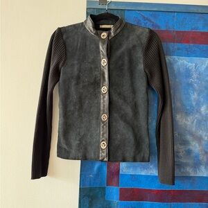 Escapade Petite Black Suede and Knit Women's Jacket